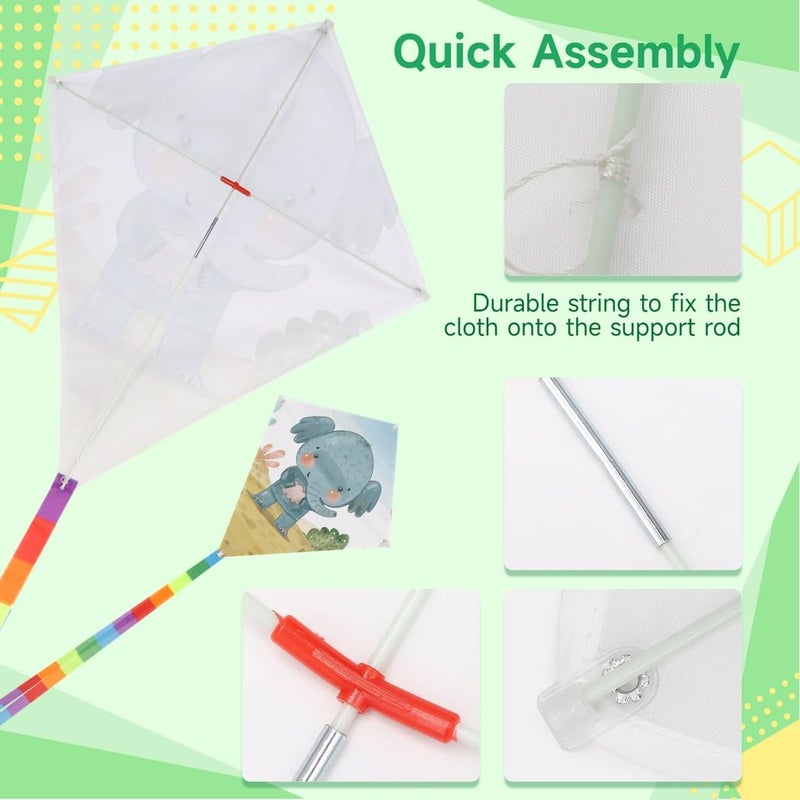 B bangcool DIY Kids Kite Blank Kites Making Painting White Paper Blank Kites with Swivel Line for Kids Outdoor Park Beach Grassland Activities (10PCS) - Image 4